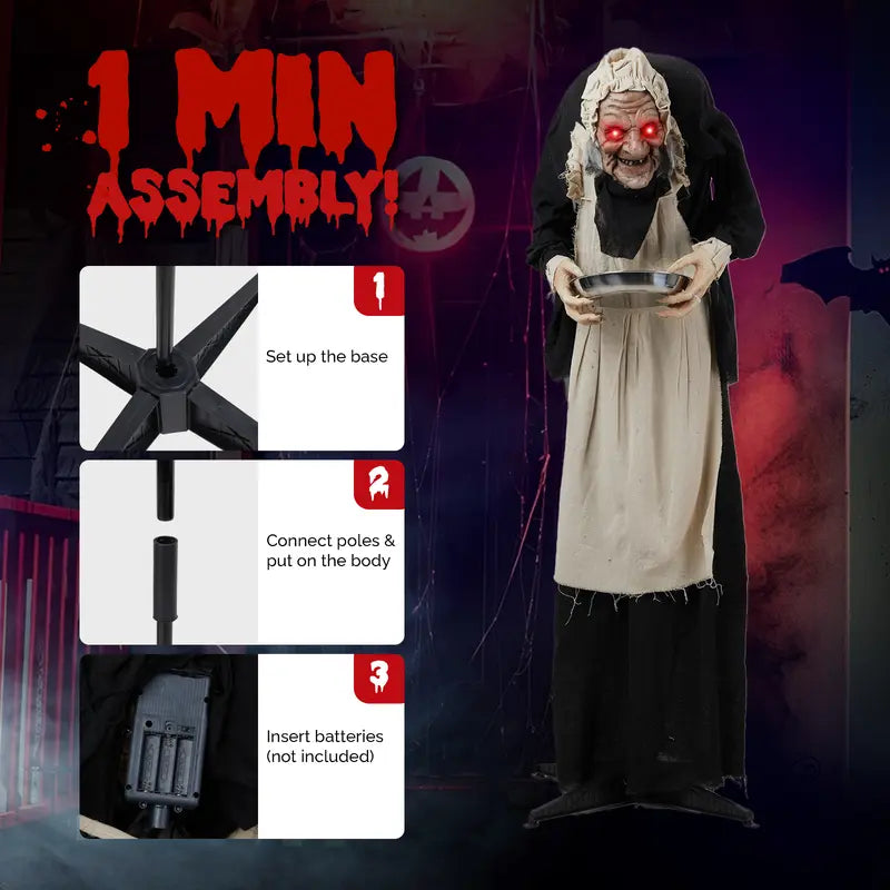 Halloween's 5ft Animated Figure with Sound-Activated Movement & LED Eyes