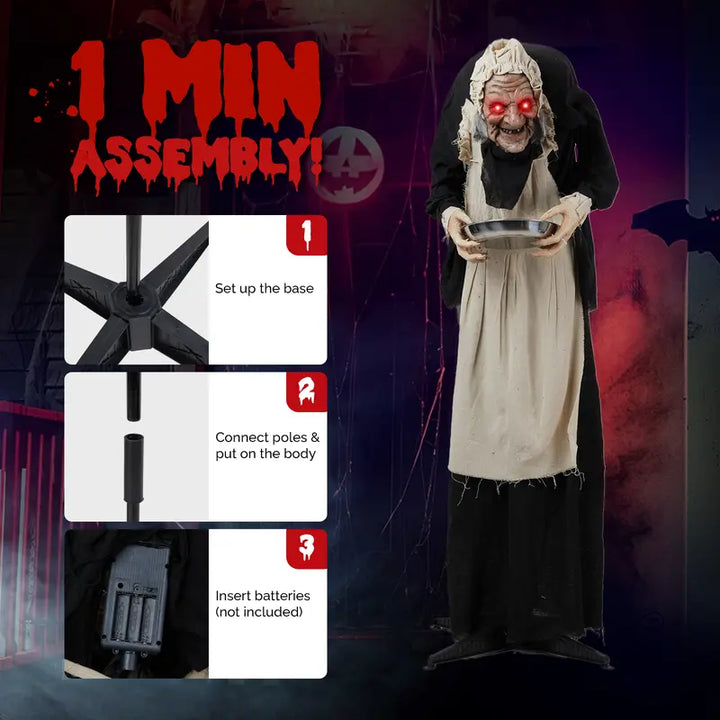 Halloween's 5ft Animated Figure with Sound-Activated Movement & LED Eyes