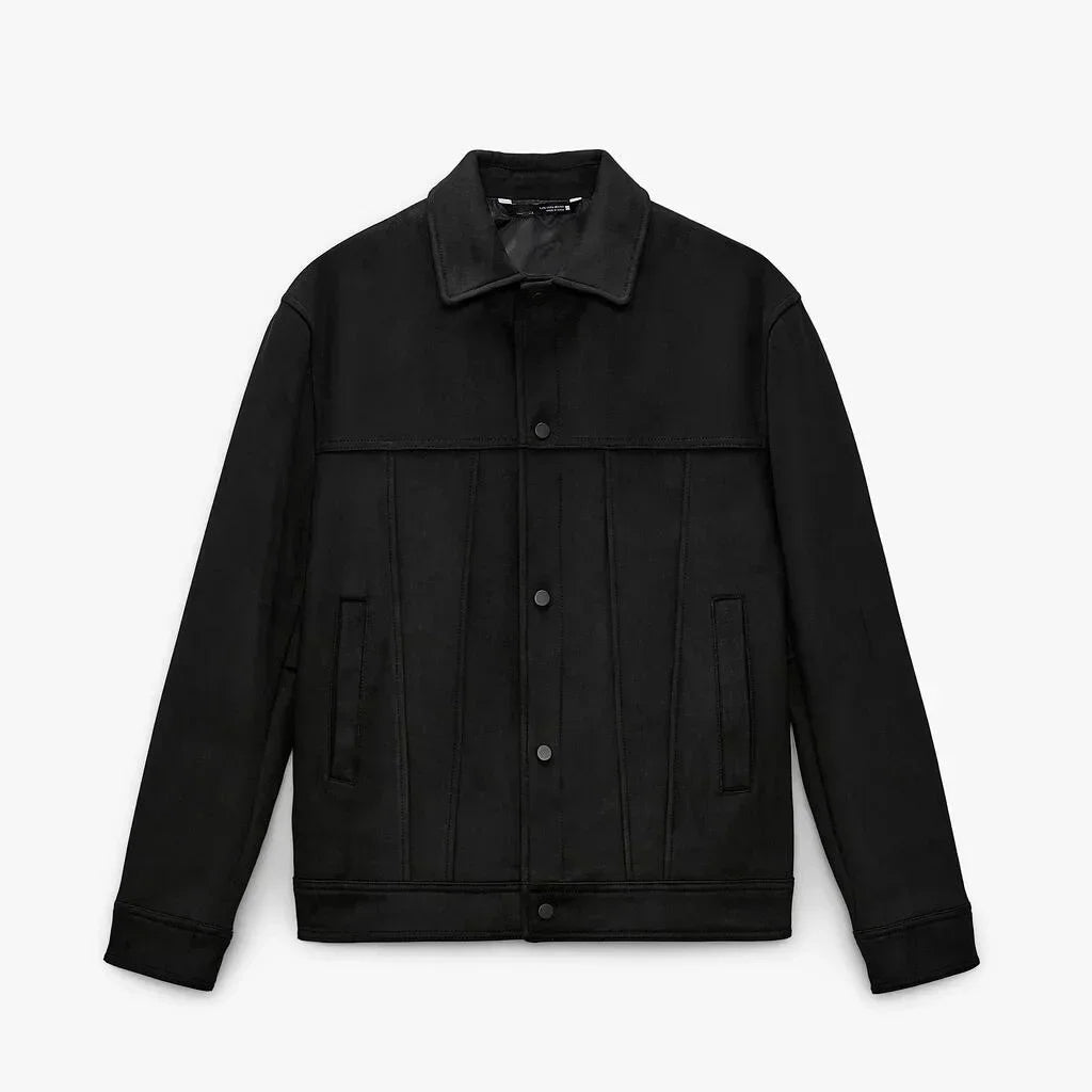 Men's Suede Lapel Single Breasted Jacket Outerwear