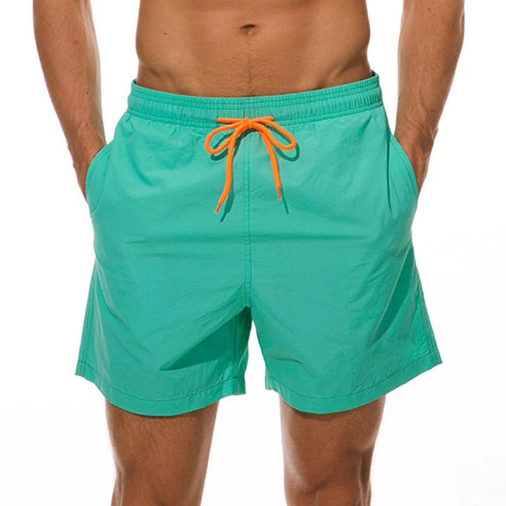 Men's Single-Colored Swim Shorts with Contrast Drawstring