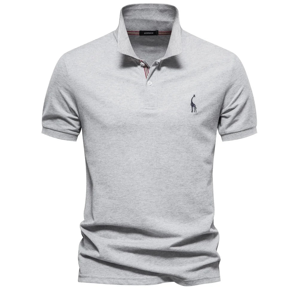 Men's Classic Polo Shirt with Giraffe Embroidery