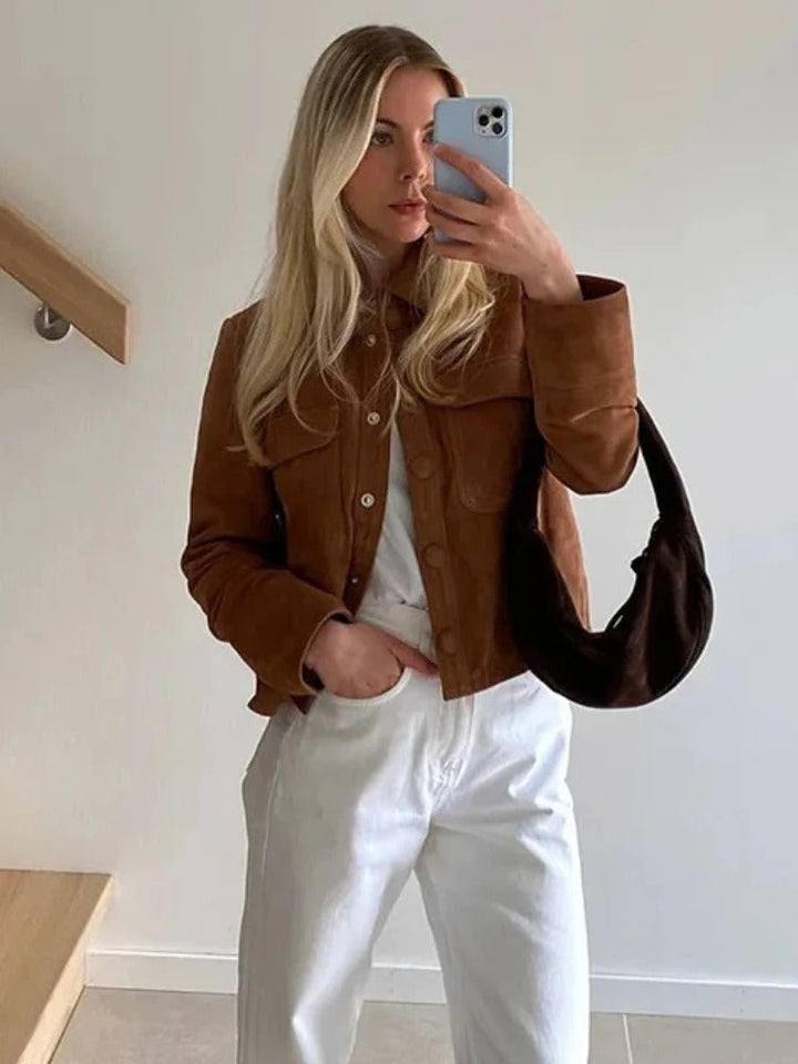 Women's Stylish Suede Jacket for Trendy Fashion Looks