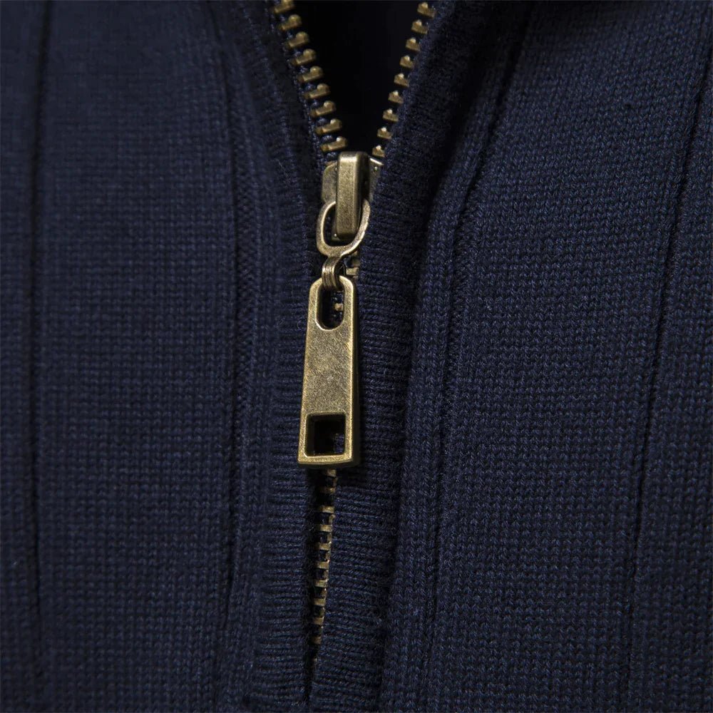 Men's Half-Zip Ribbed Mock-Neck Pullover Sweater