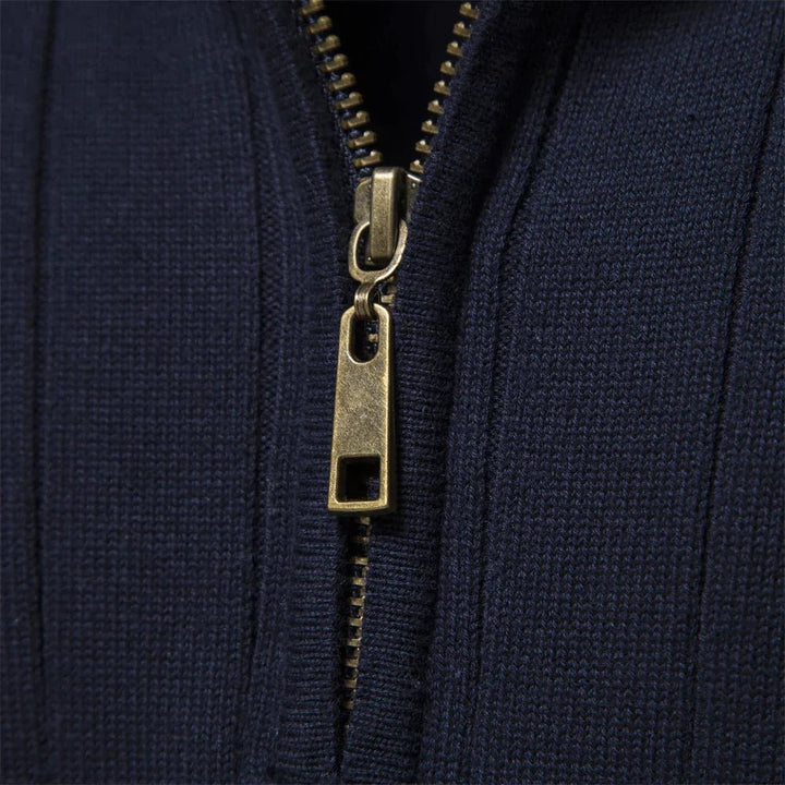 Men's Half-Zip Ribbed Mock-Neck Pullover Sweater