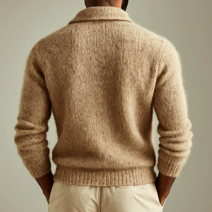 Men's Brushed Knit Collared Cardigan