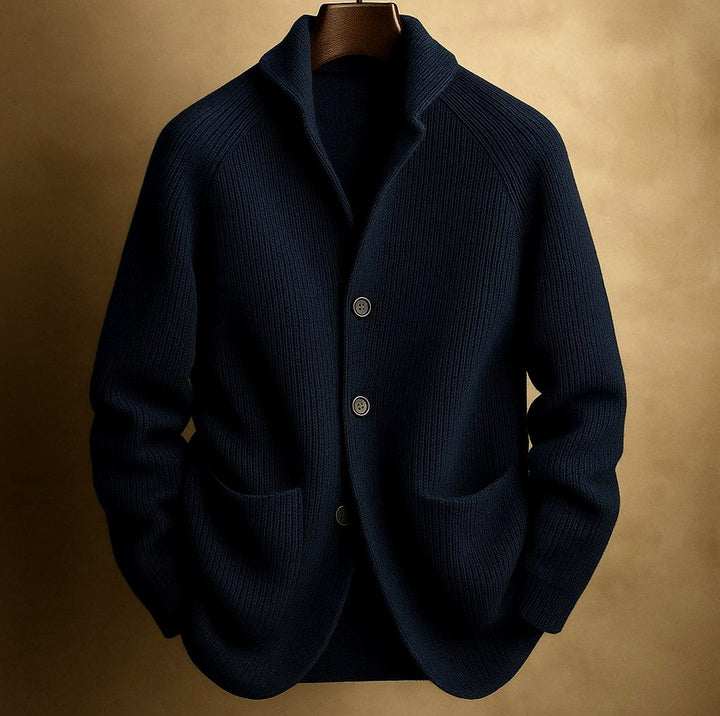 Men's Ribbed Shawl Collar Knit Cardigan