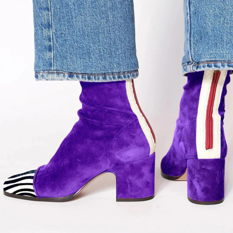 Women's Suede Block-Heel Ankle Boots
