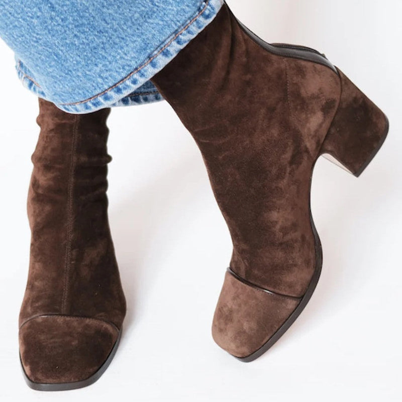 Women's Suede Block-Heel Ankle Boots