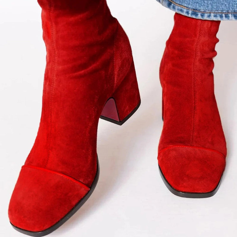 Women's Suede Block-Heel Ankle Boots