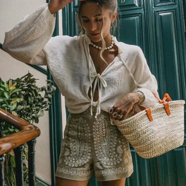 Cassie | Women's High Waist Linen Shorts