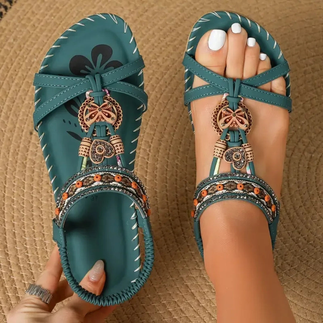 Cassie | Women's Pearl Embellished Flat Sandals