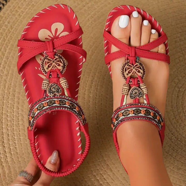Cassie | Women's Pearl Embellished Flat Sandals