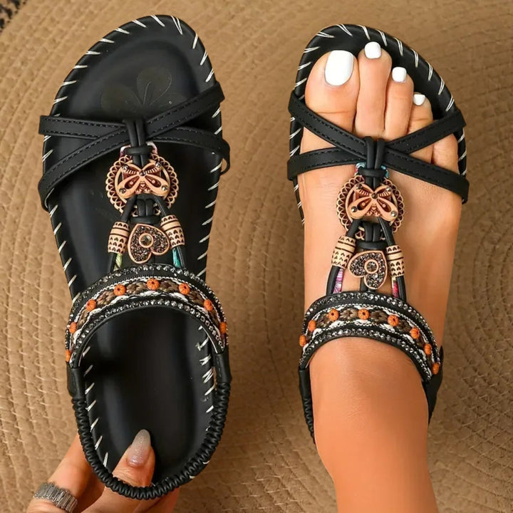 Cassie | Women's Pearl Embellished Flat Sandals
