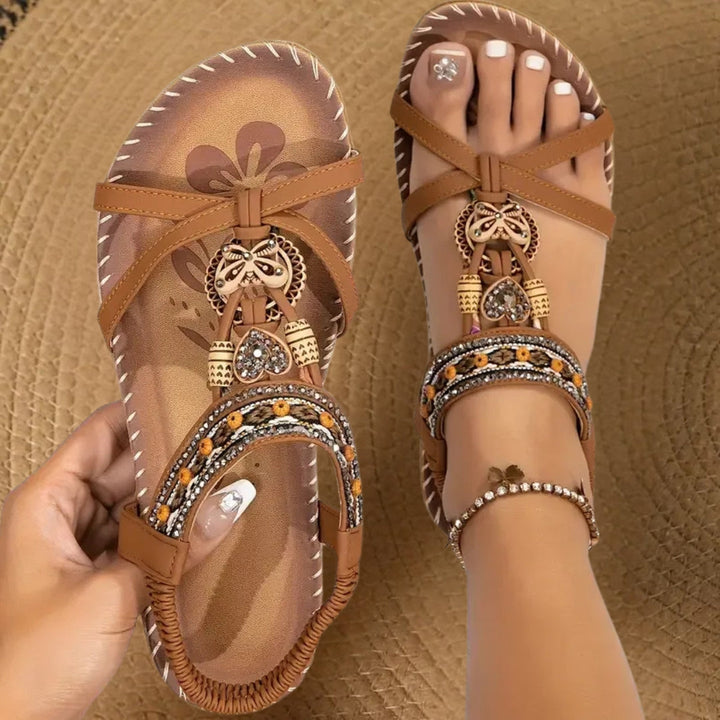 Cassie | Women's Pearl Embellished Flat Sandals