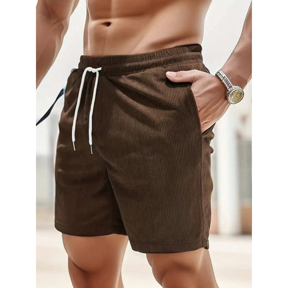 Men's Casual Shorts with Side Pockets and Adjustable Waist