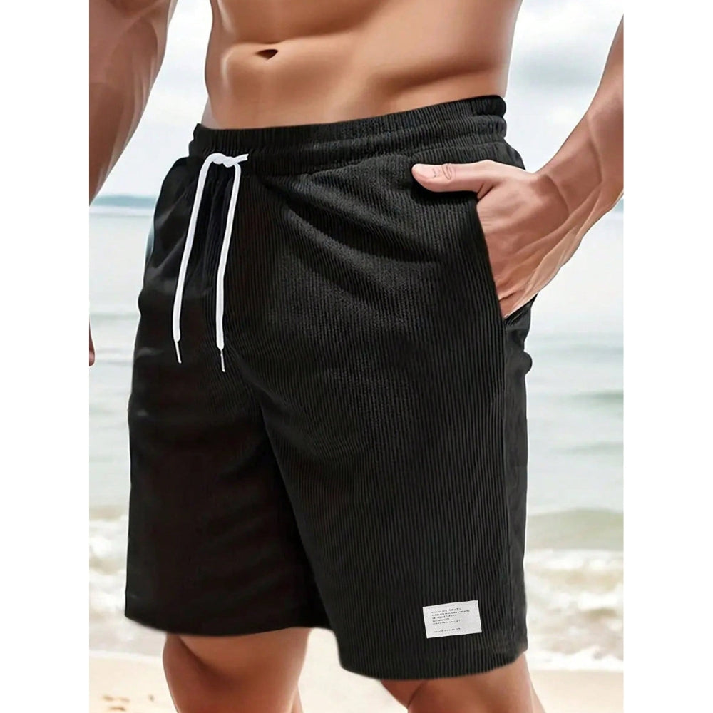 Men's Casual Shorts with Side Pockets and Adjustable Waist