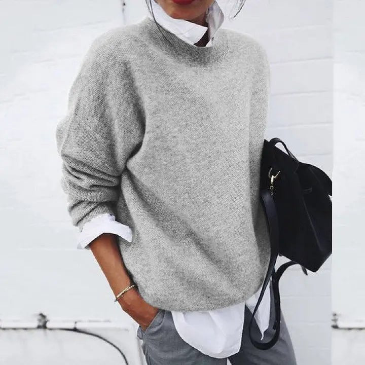 Women's Relaxed-Fit Crew-Neck Cashmere Blend Sweater