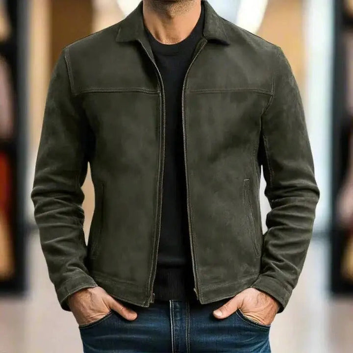 Men's Vintage Stand Collar Jacket with Zipper Pockets
