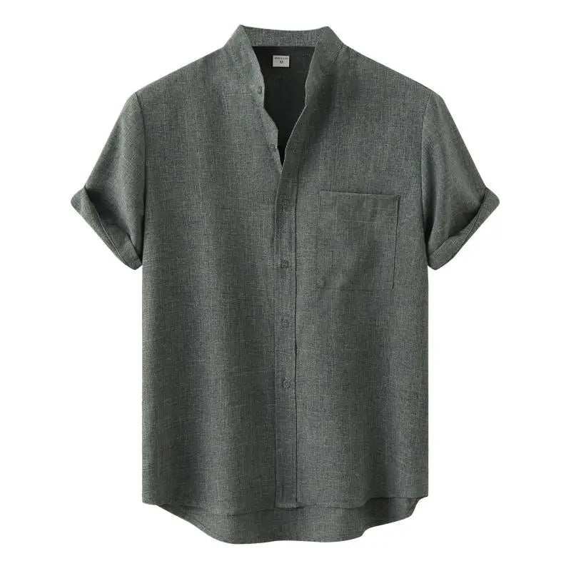 Men's Airy Summer Shirt with Stand-Up Collar for Comfort and Style
