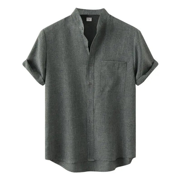 Men's Airy Summer Shirt with Stand-Up Collar for Comfort and Style