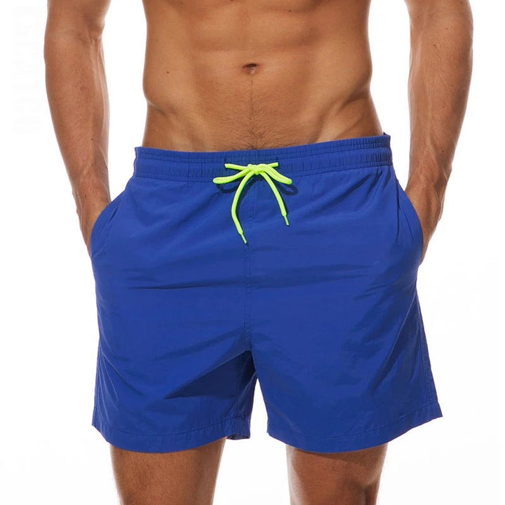 Men's Single-Colored Swim Shorts with Contrast Drawstring