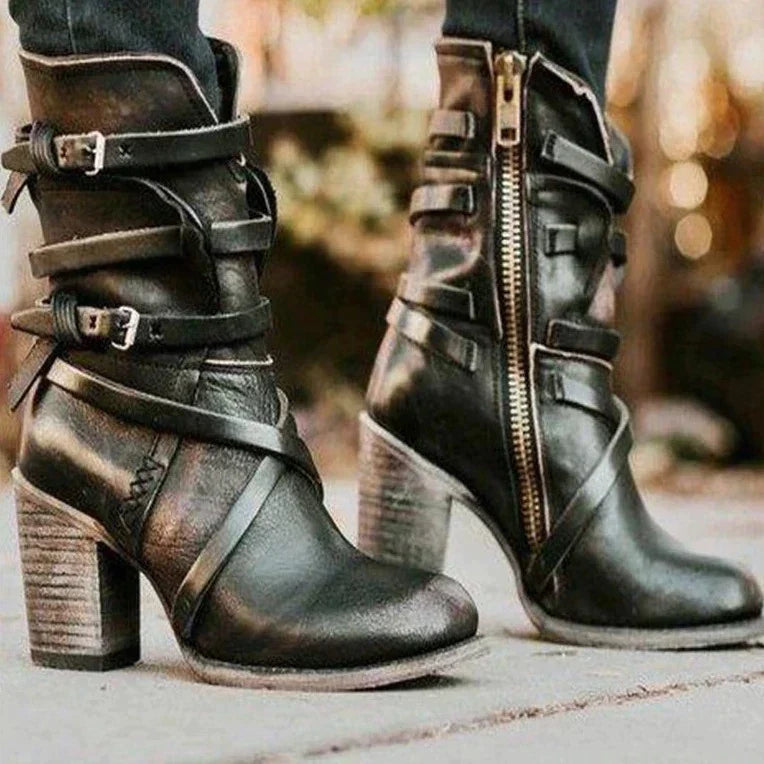 Women's Buckle-Strap Ankle Boots