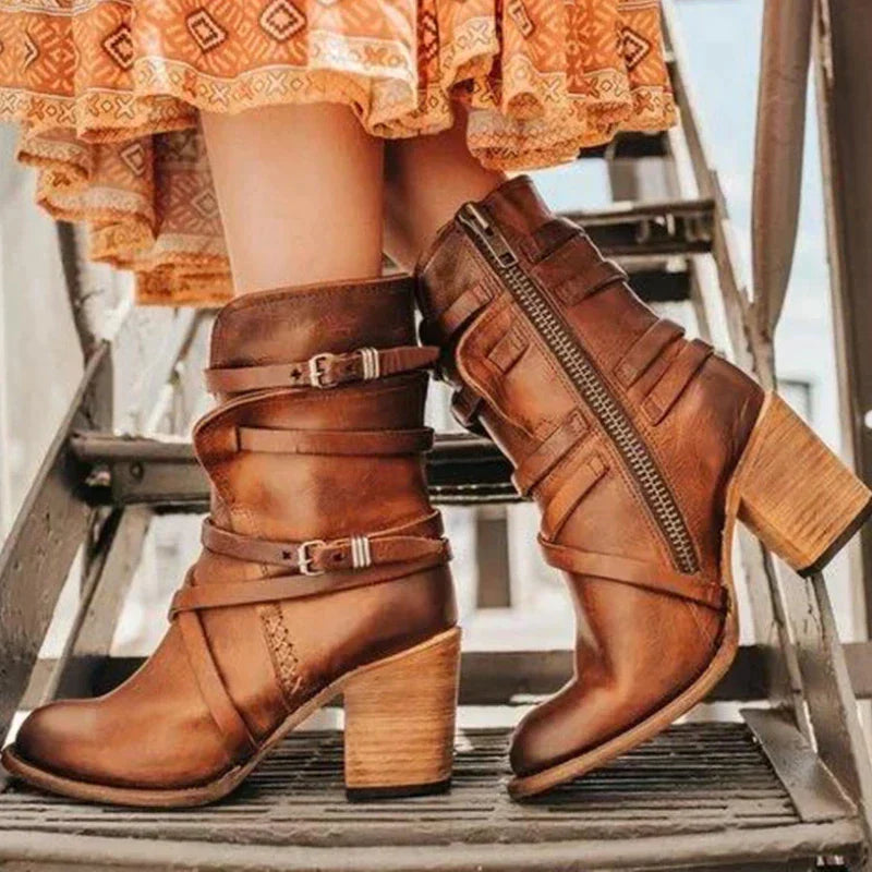 Women's Buckle-Strap Ankle Boots