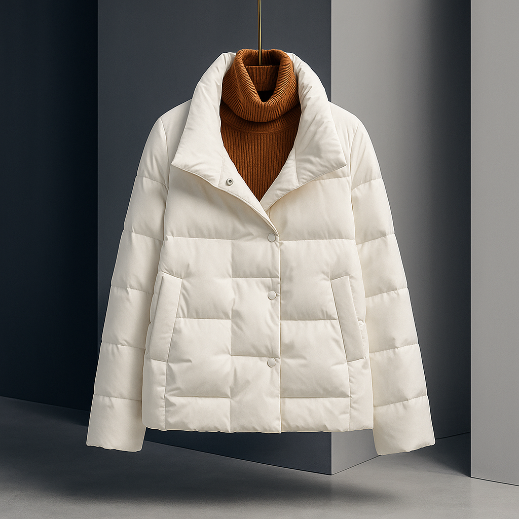 Women's Quilted Puffer Jacket with Notch Collar