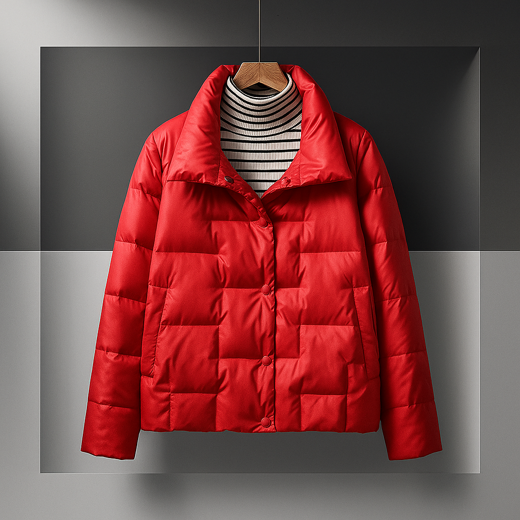 Women's Quilted Puffer Jacket with Notch Collar