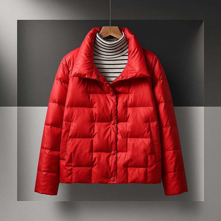 Women's Quilted Puffer Jacket with Notch Collar