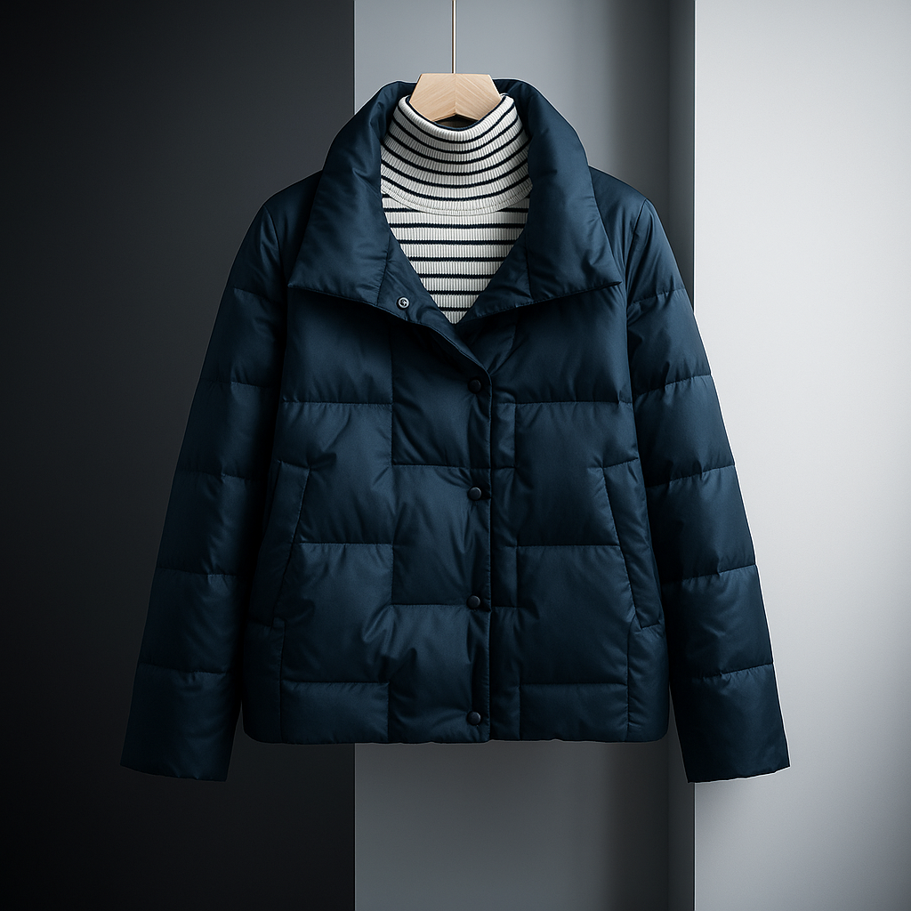 Women's Quilted Puffer Jacket with Notch Collar