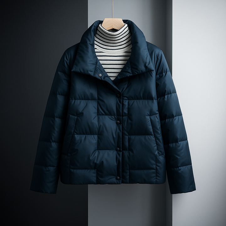 Women's Quilted Puffer Jacket with Notch Collar