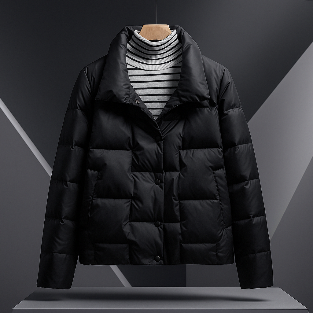 Women's Quilted Puffer Jacket with Notch Collar