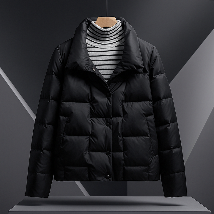 Women's Quilted Puffer Jacket with Notch Collar
