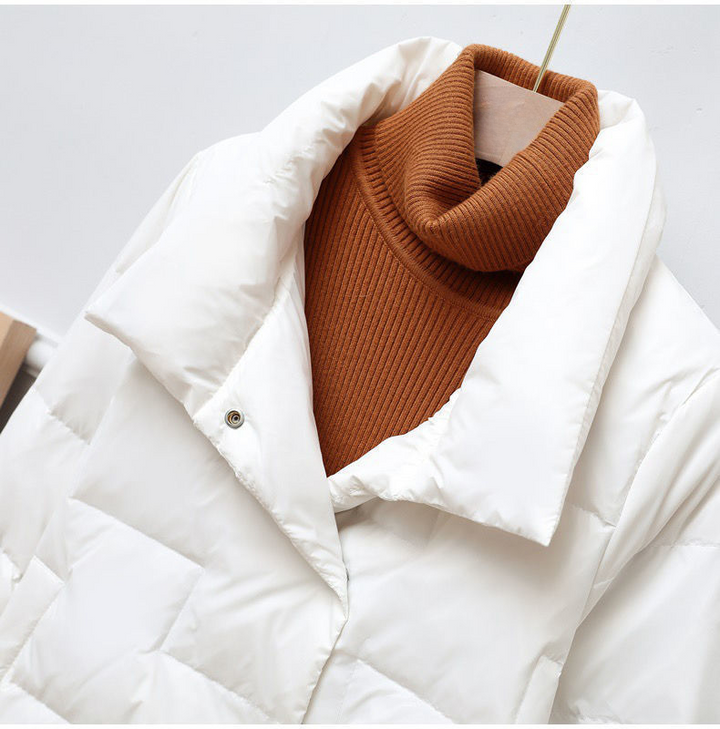 Women's Quilted Puffer Jacket with Notch Collar