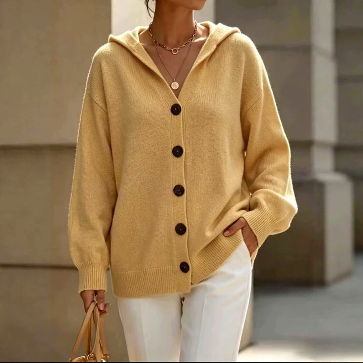 Women's Oversized Button-Front Hooded Cardigan