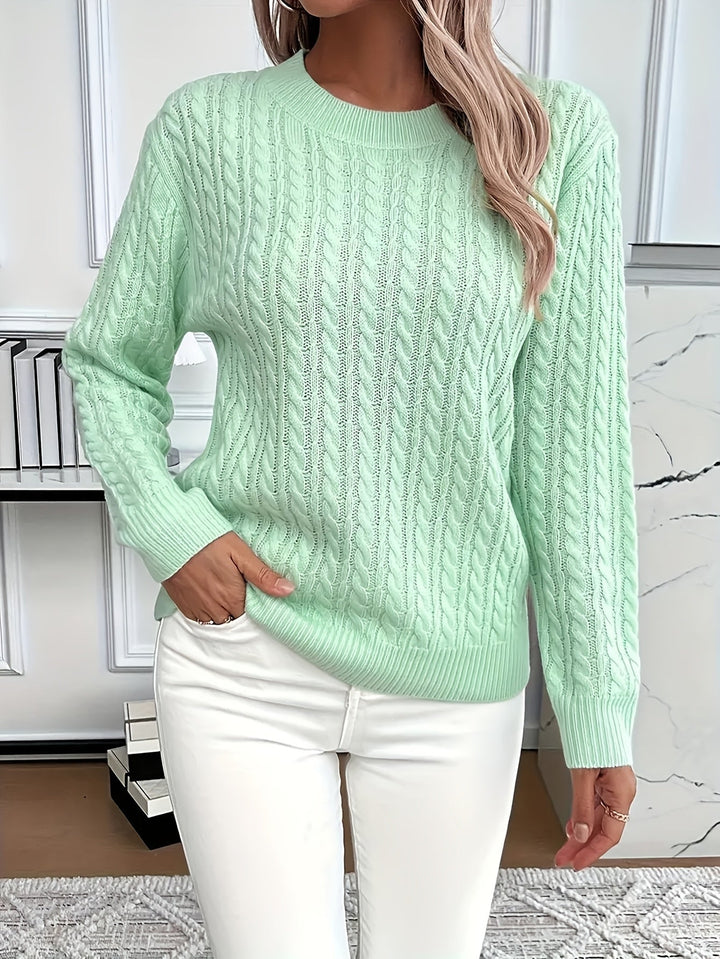 Women's Cozy Cable Knit Sweater with Long Sleeves
