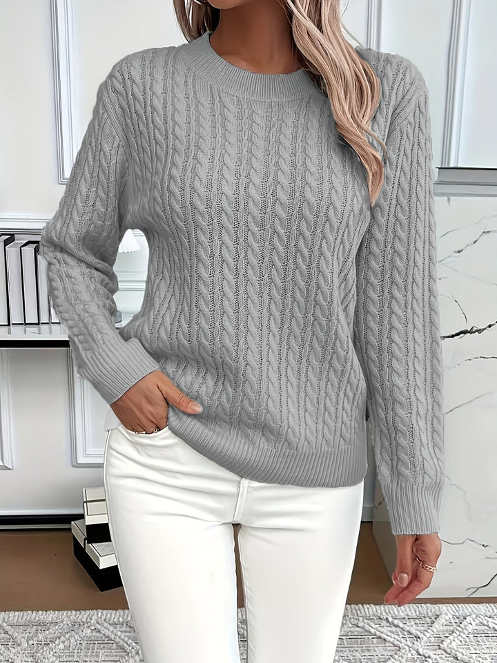 Women's Cozy Cable Knit Sweater with Long Sleeves