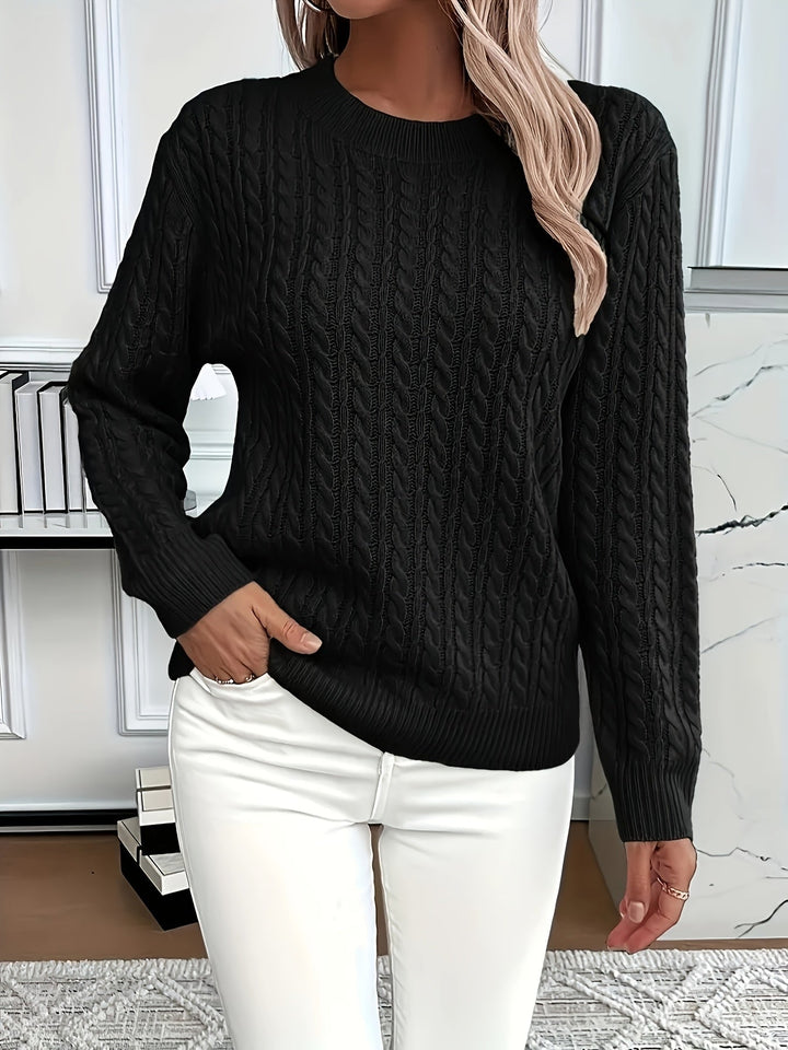 Women's Cozy Cable Knit Sweater with Long Sleeves