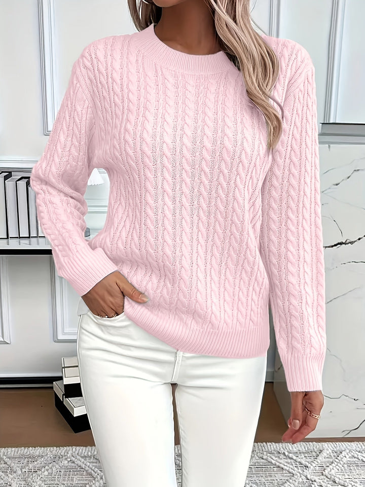 Women's Cozy Cable Knit Sweater with Long Sleeves