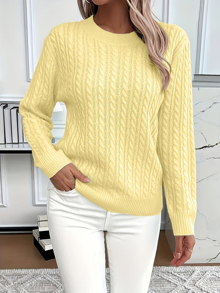Women's Cozy Cable Knit Sweater with Long Sleeves
