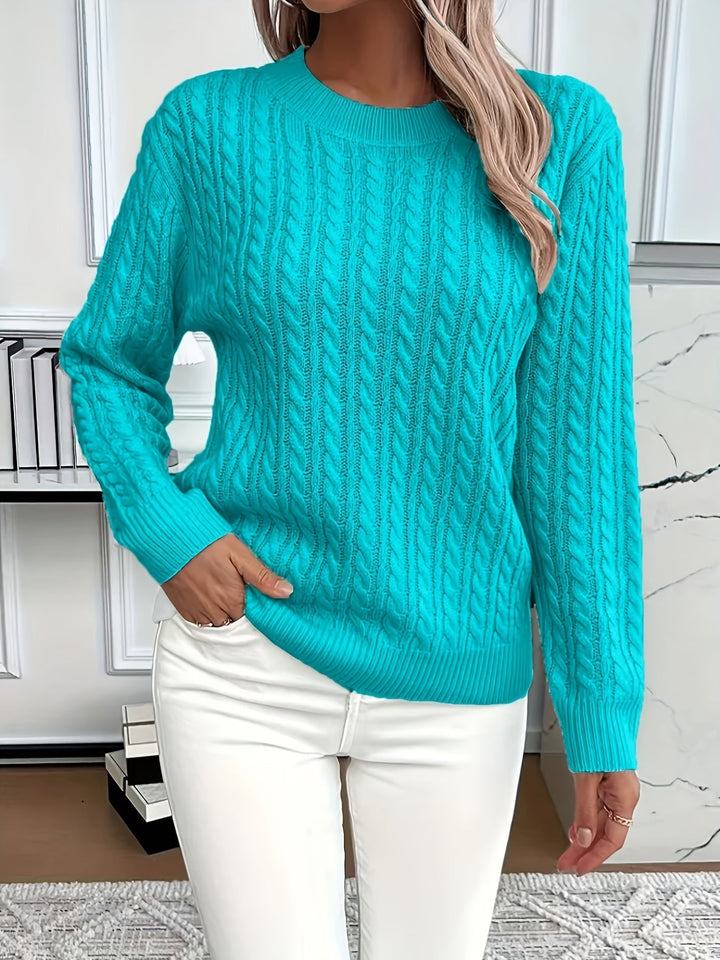 Women's Cozy Cable Knit Sweater with Long Sleeves