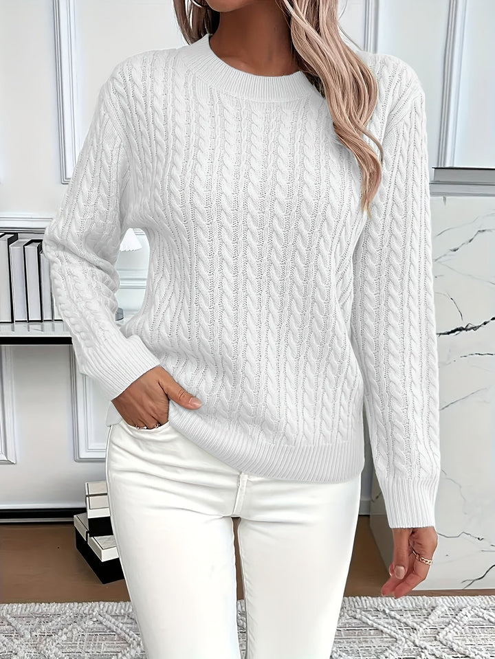 Women's Cozy Cable Knit Sweater with Long Sleeves