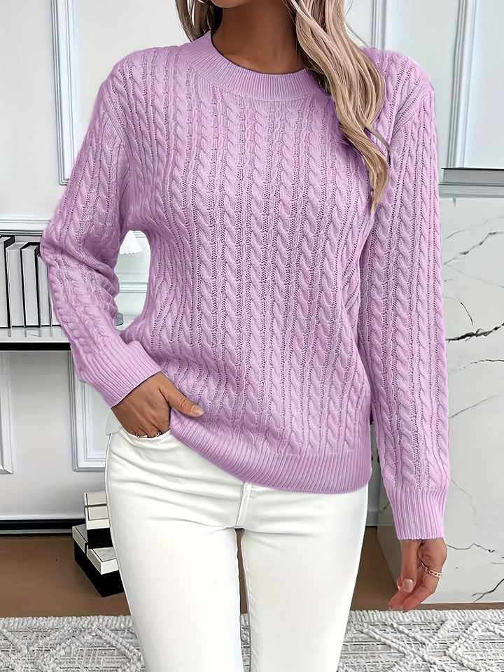 Women's Cozy Cable Knit Sweater with Long Sleeves