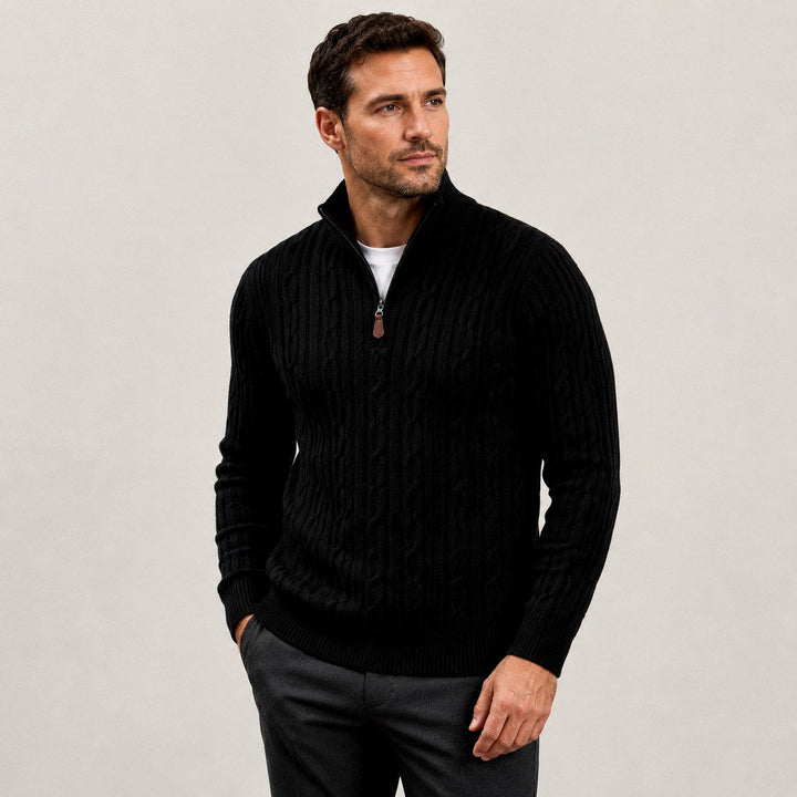 Men's Cable Knit Half-Zip Slim Fit Sweater