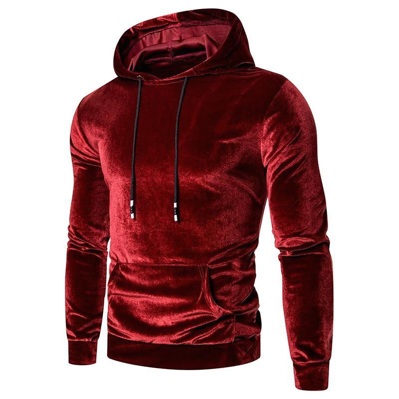 Men's Velour Hoodie with Drawstring