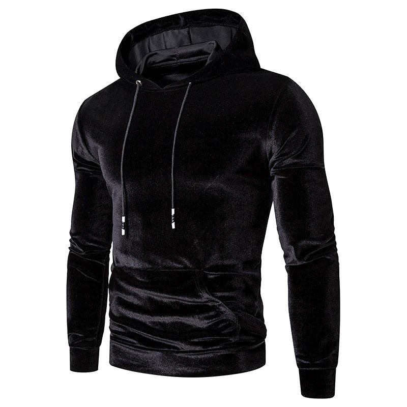 Men's Velour Hoodie with Drawstring