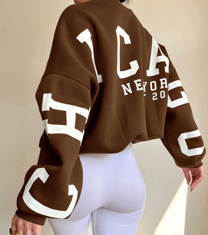 Women's Oversized Casual Sweatshirt with Unique Print