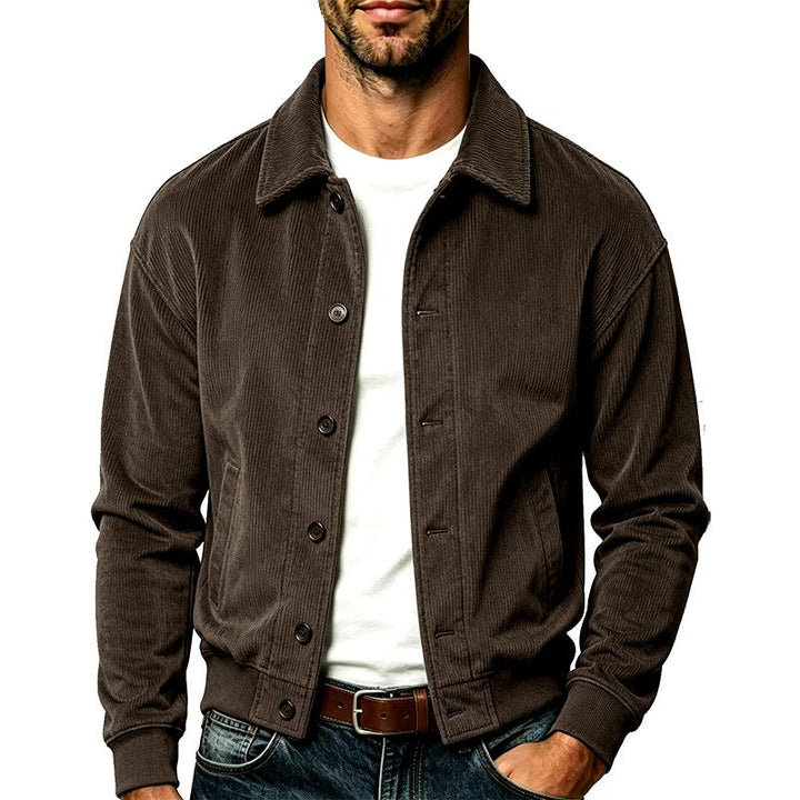 Men's Corduroy Collared Bomber Jacket