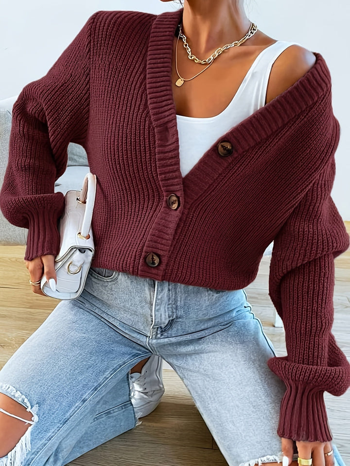 Women's Button-Front Ribbed Cardigan in Clementine Color